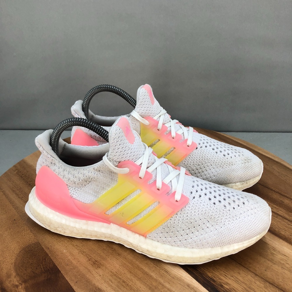 Adidas UltraBoost 5.0 DNA J Running Shoes Girls 6.5 White Pink Yellow Cushioned